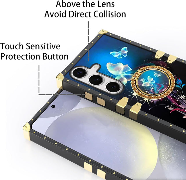 Redpepper Galaxy Cases S25 cover blu farfalla TPU con laccetto anello
