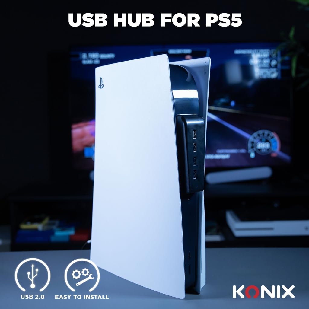 Konix Cables and chargers hub USB PS5 4 porte nero docking