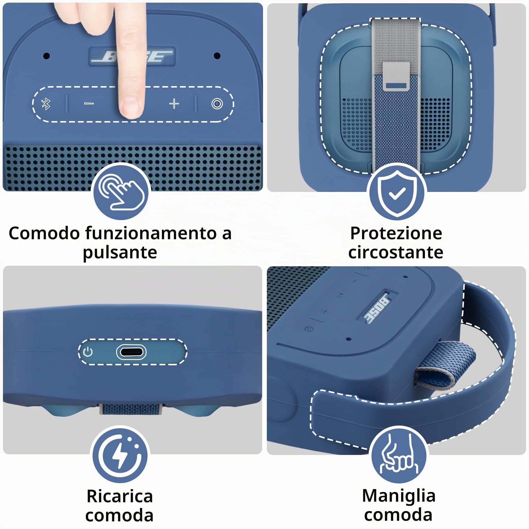 Aenllosi Speaker Case Cover Bose SoundLink Micro 2 Blu Silicone