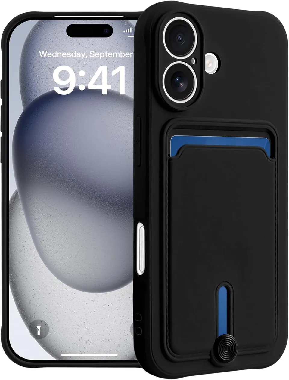 Redpepper iPhone 17 cover silicone nero porta carte antiurto