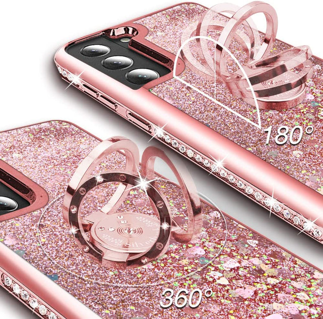 Redpepper Galaxy S23 Plus Cover Glitter Oro Rosa anello