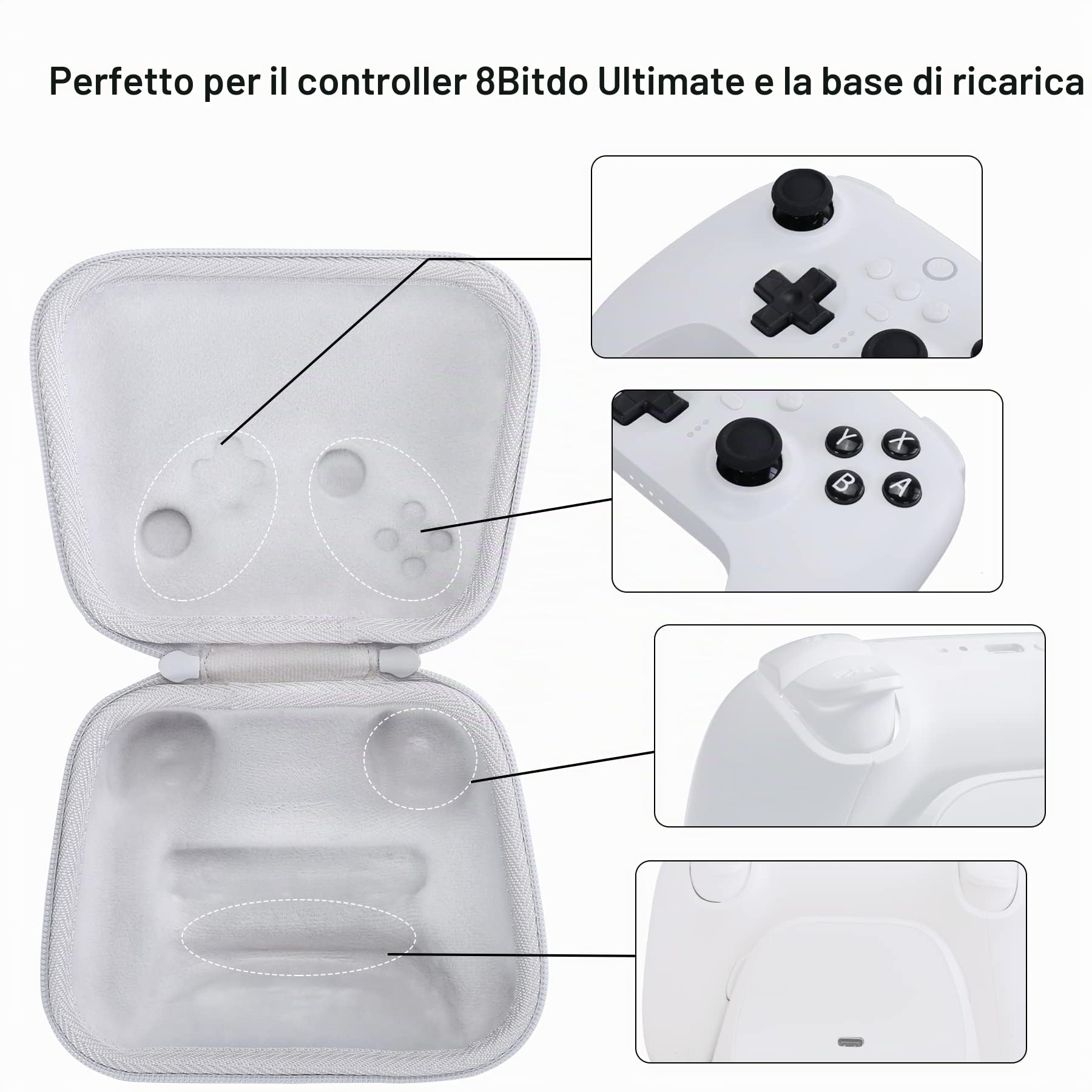 Aenllosi Game Controller Case 8BitDo Ultimate 2 custodia nera EVA