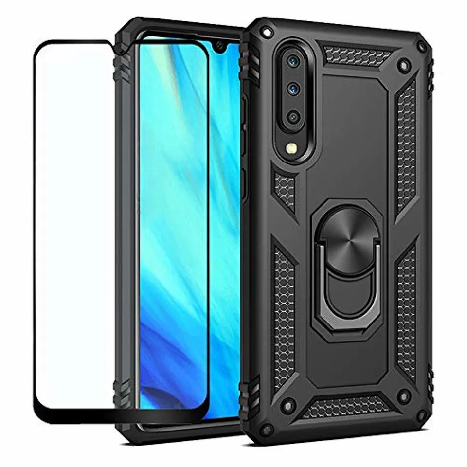 Redpepper Galaxy A70 Cover Antiurto con Anello Nero + Vetro