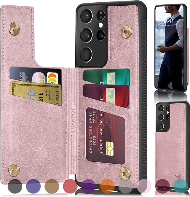 Redpepper Galaxy S21 Ultra cover portafoglio pelle rosso vino