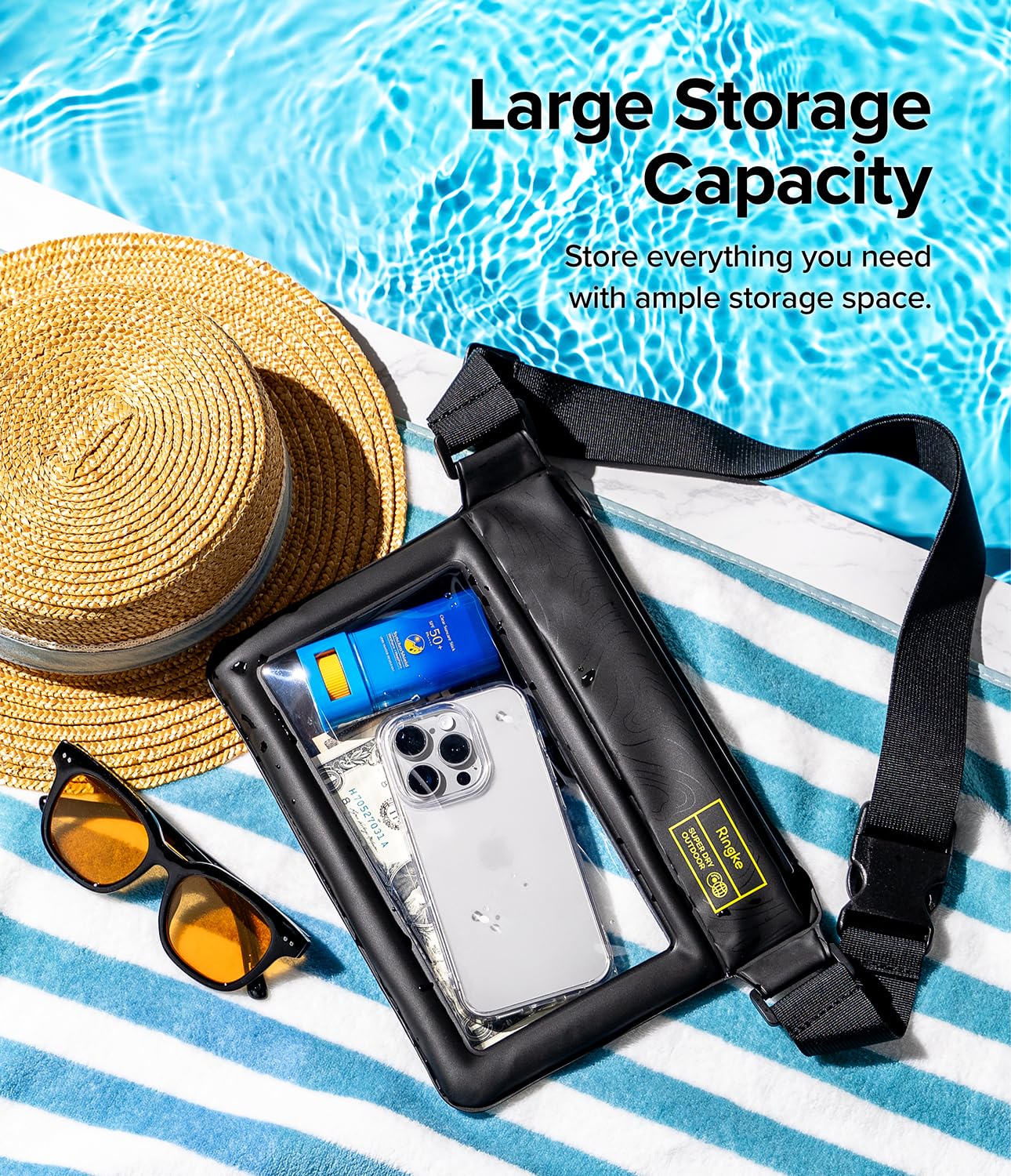 Ringke Waterproof Pouch IPX8 borsa impermeabile telefono nera tracolla