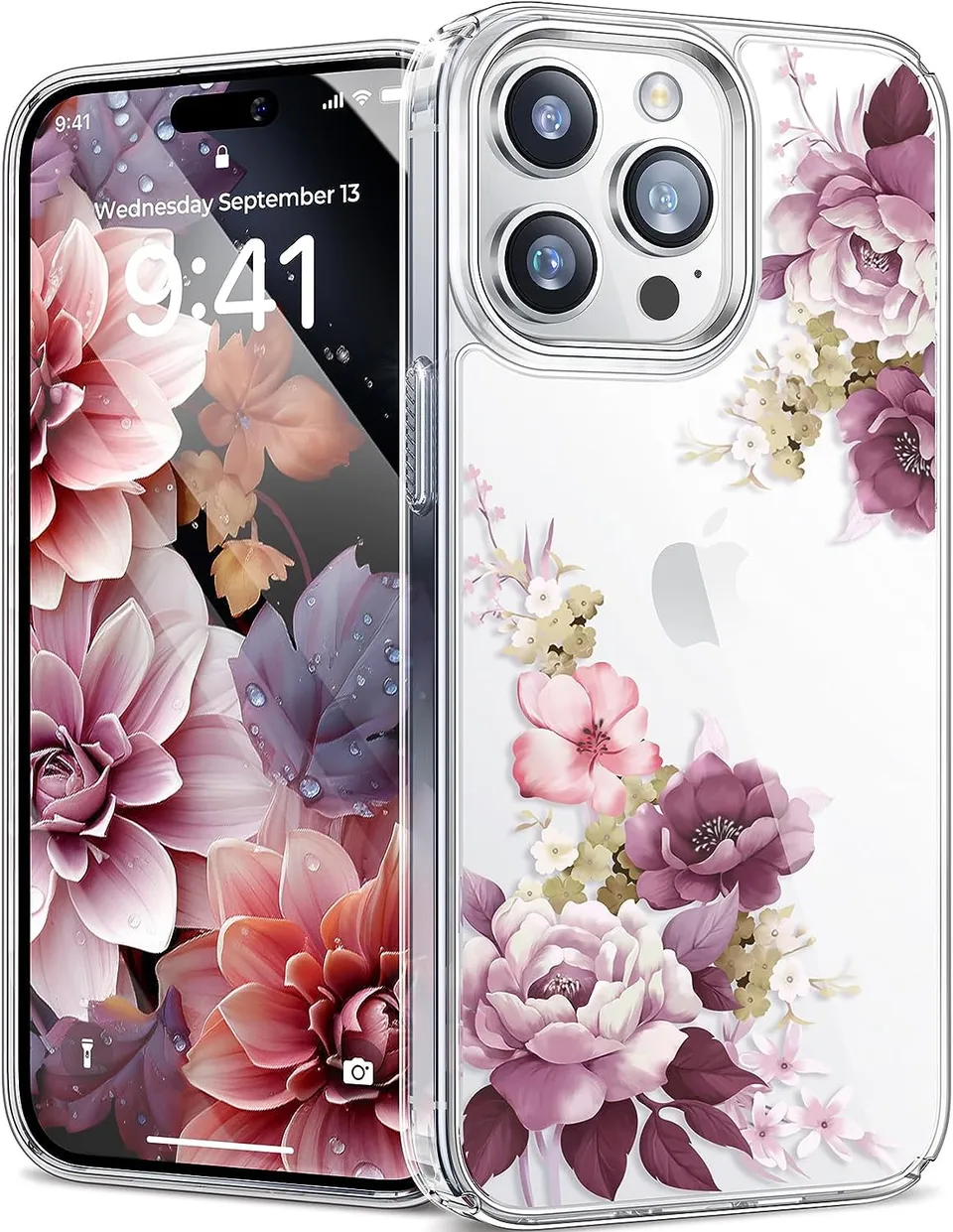 Redpepper Apple Cases Pro 6.1 Cover fiori trasparente TPU