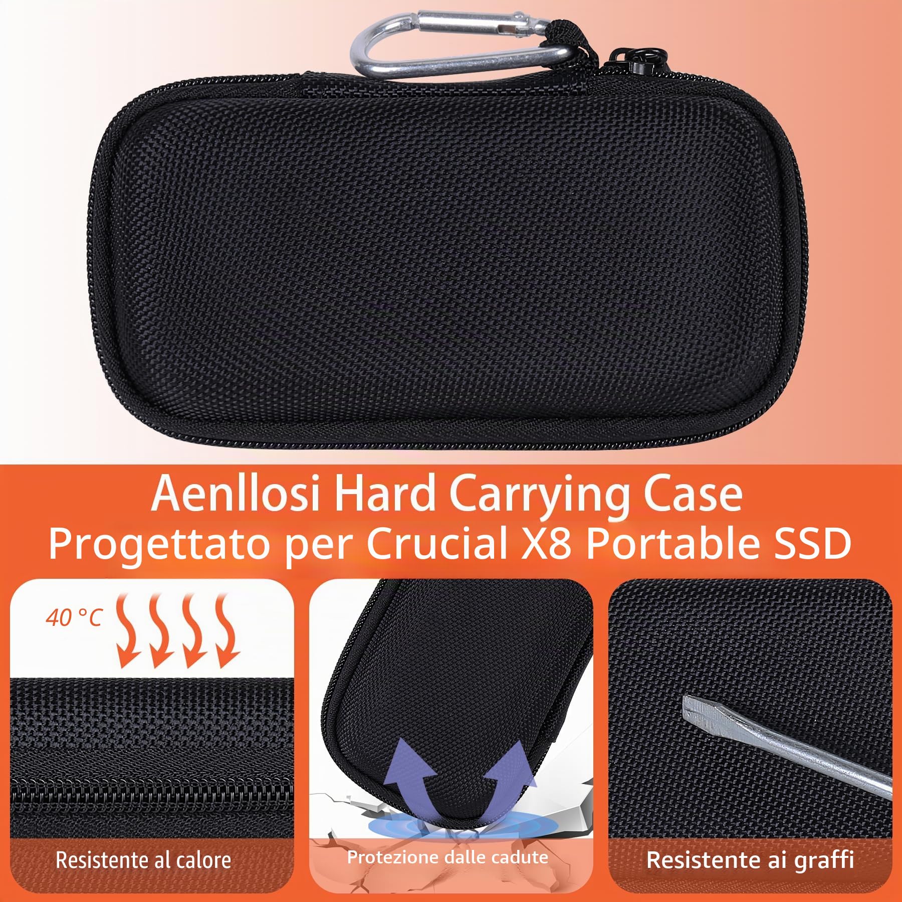 Aenllosi SSD Case Crucial X8 1TB 2TB custodia rigida EVA