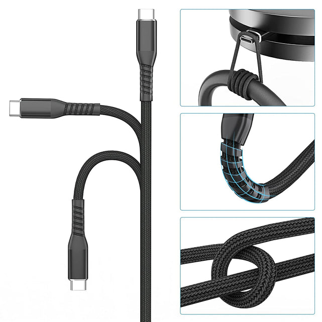 Redpepper Cavi USB-C Nylon 3m 3A Neri 3 Pezzi Ricarica Rapida