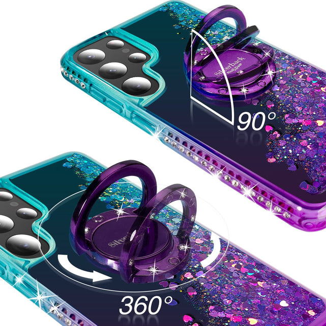 Redpepper Galaxy S22 Ultra cover glitter liquida con anello