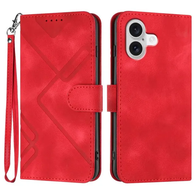 Redpepper iPhone 17 Cover Pelle Linee con Cordino