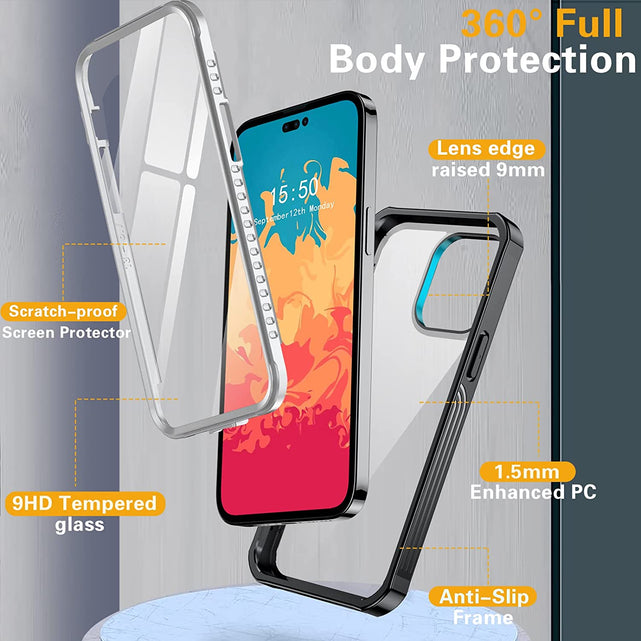 Redpepper Apple Cases 14 Pro Max Bumper Cover vetro nera 6.7