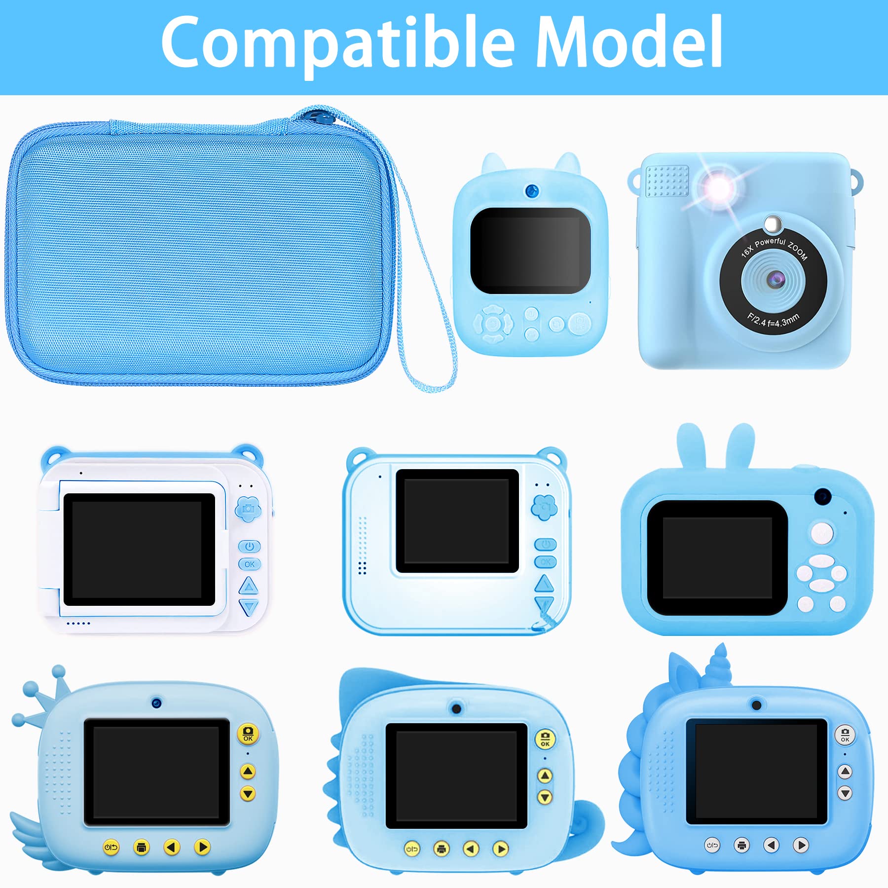 Aenllosi Camera Case custodia fotocamera bambini blu EVA