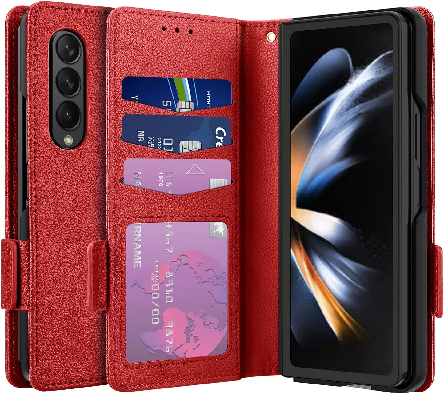 Redpepper Galaxy Z Fold 4 Portafoglio Pelle Nero Stand