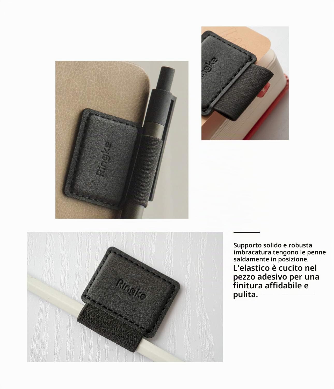 Ringke Pen Holder porta penna adesivo nero 3 pezzi pelle