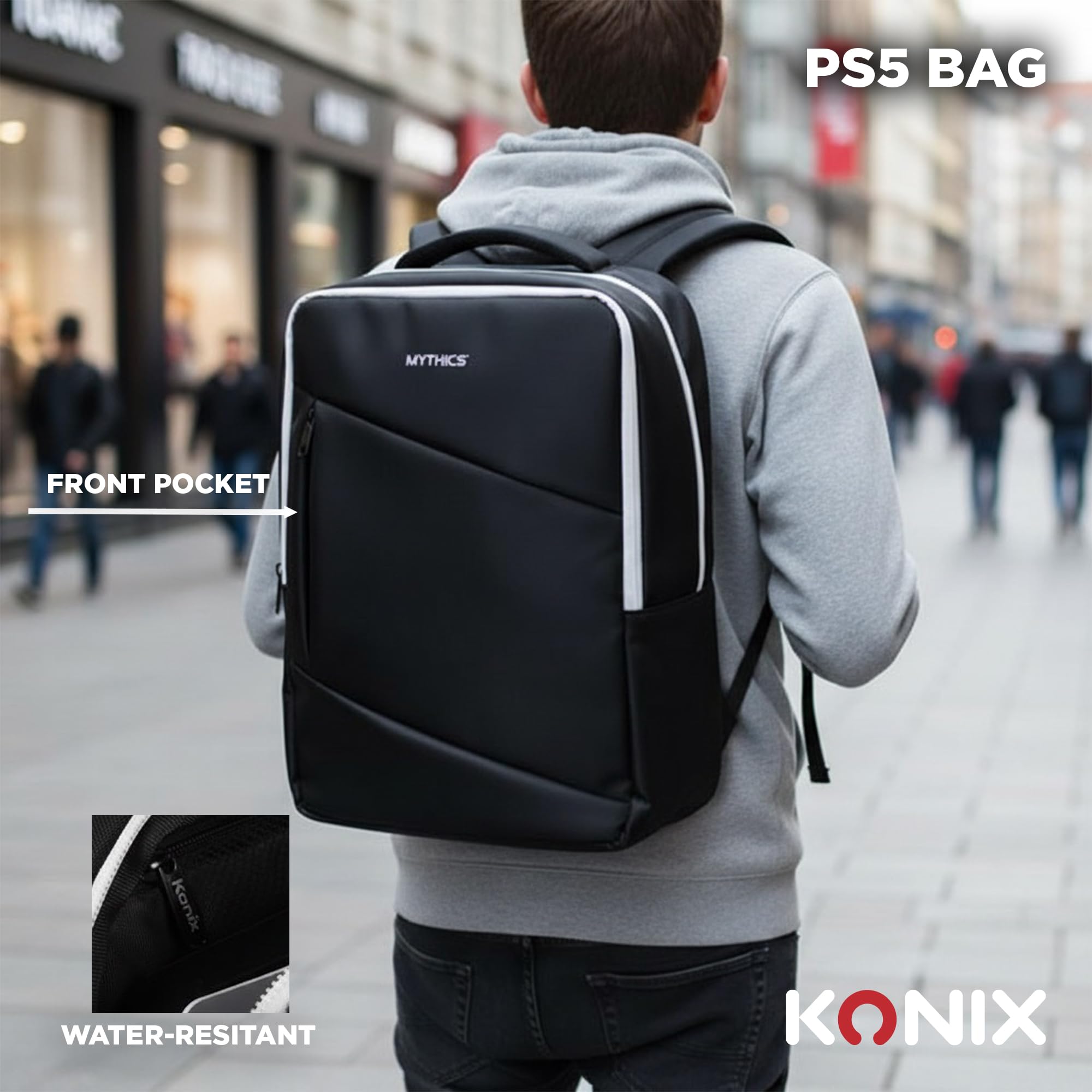Konix Mythics Titan zaino PS5 16L nero bianco 30x10x47 cm