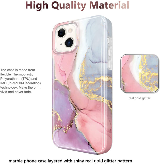 Redpepper iPhone 13 Mini Cover Marmo Glitter Oro Slim