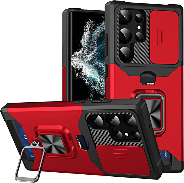 Redpepper Galaxy S23 Plus Custodia Bumper Nera con Anello e Carte