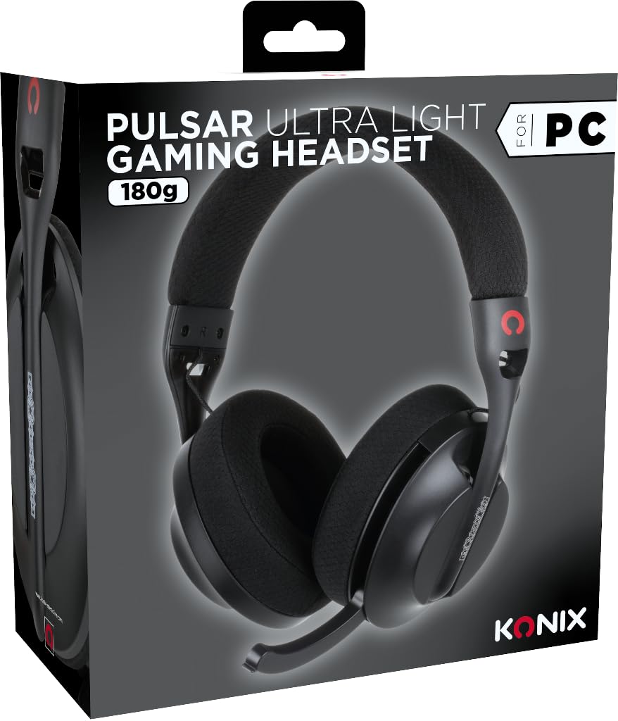 Konix Pulsar Cuffie Gaming 180g Bluetooth Nere 40mm