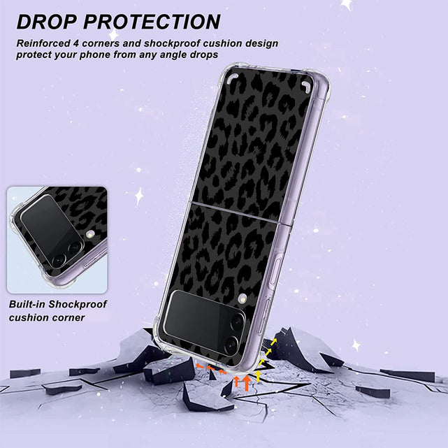 Redpepper Galaxy Z Flip 4 Cover Leopardo Nera Trasparente
