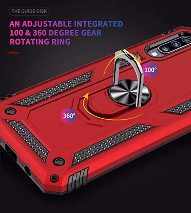 Redpepper Galaxy A70 Cover Antiurto con Anello Nero + Vetro