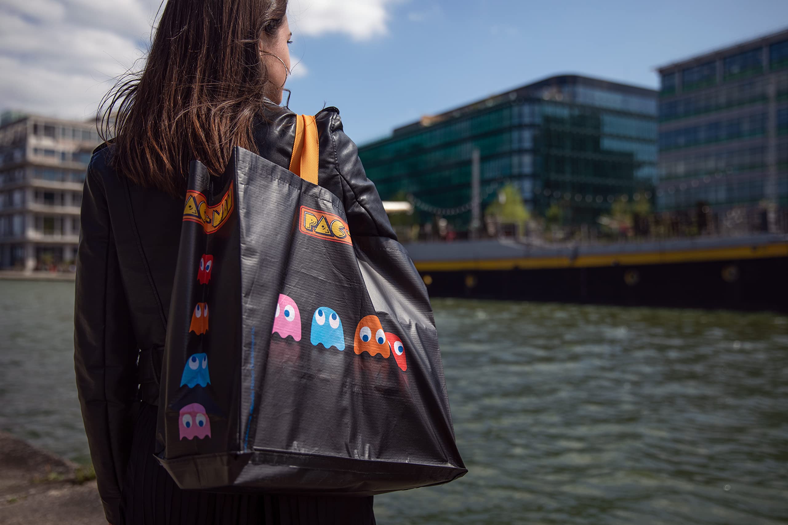 Konix Pac-Man Borsa Spesa Riciclata Nero 40x45x20cm