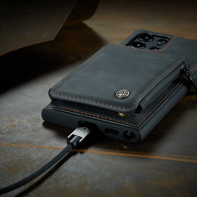 Redpepper Galaxy Cases wallet S22 Ultra nero con zip RFID