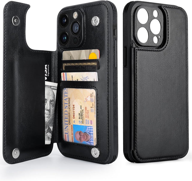 Redpepper iPhone 15 Pro Max cover portafoglio nera pelle