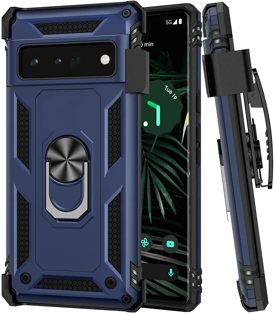 Redpepper Pixel 6 Pro cover nera con clip cintura e stand