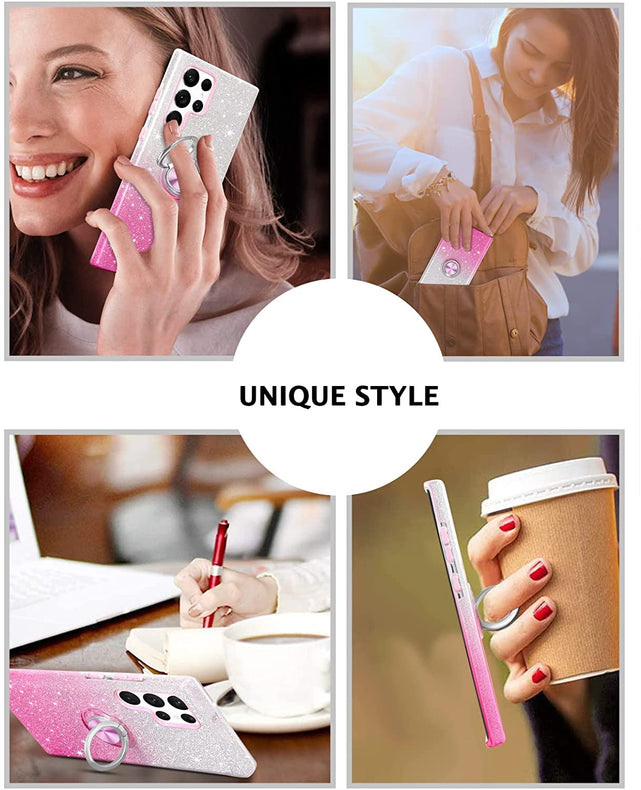 Redpepper Galaxy S22 Ultra Cover glitter con anello 6.8"