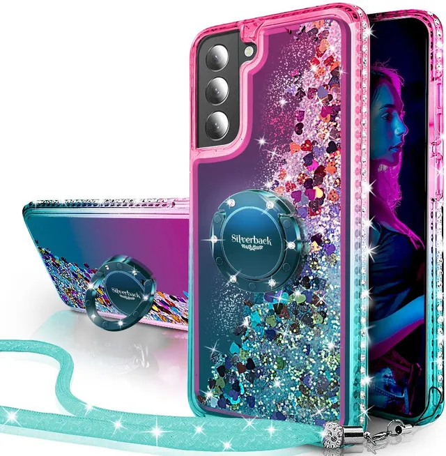 Redpepper S22 Plus Cover Glitter con Anello Stand Rosa
