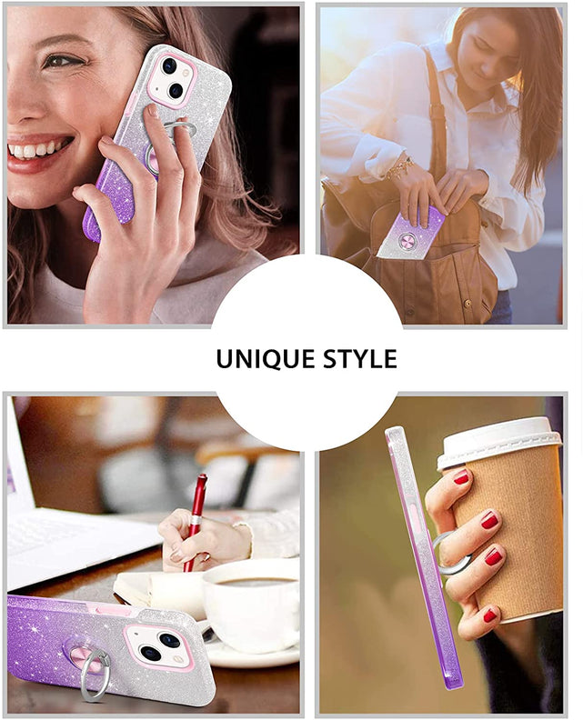 Redpepper iPhone 13 Mini Cover Glitter con Anello