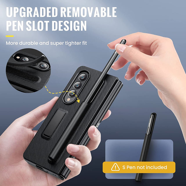 Redpepper Galaxy Z Fold 4 Custodia Pelle S Pen Nera Carbonio