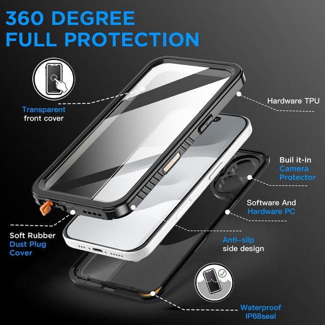 Redpepper iPhone 17 Cover Impermeabile con schermo integrato nera