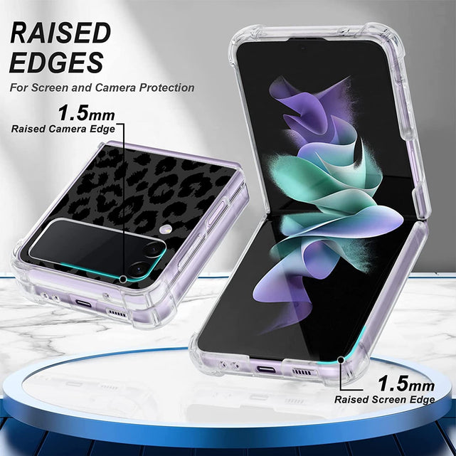 Redpepper Galaxy Z Flip 4 Cover Leopardo Nera Trasparente