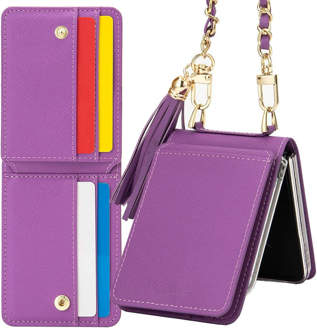 Redpepper Galaxy Z Flip 4 Cover Portafoglio Pelle Viola
