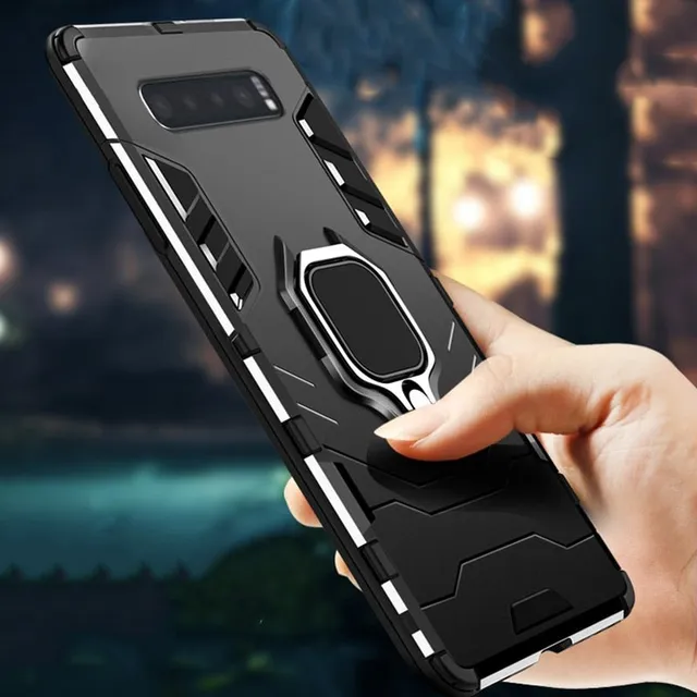 Redpepper Galaxy S10 cover silicone con anello antishock nera