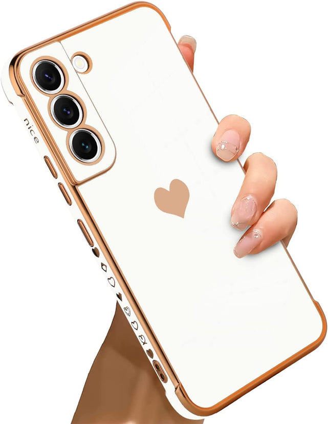 Redpepper Galaxy S21 Cover Nera Cuore Placcata Elegante
