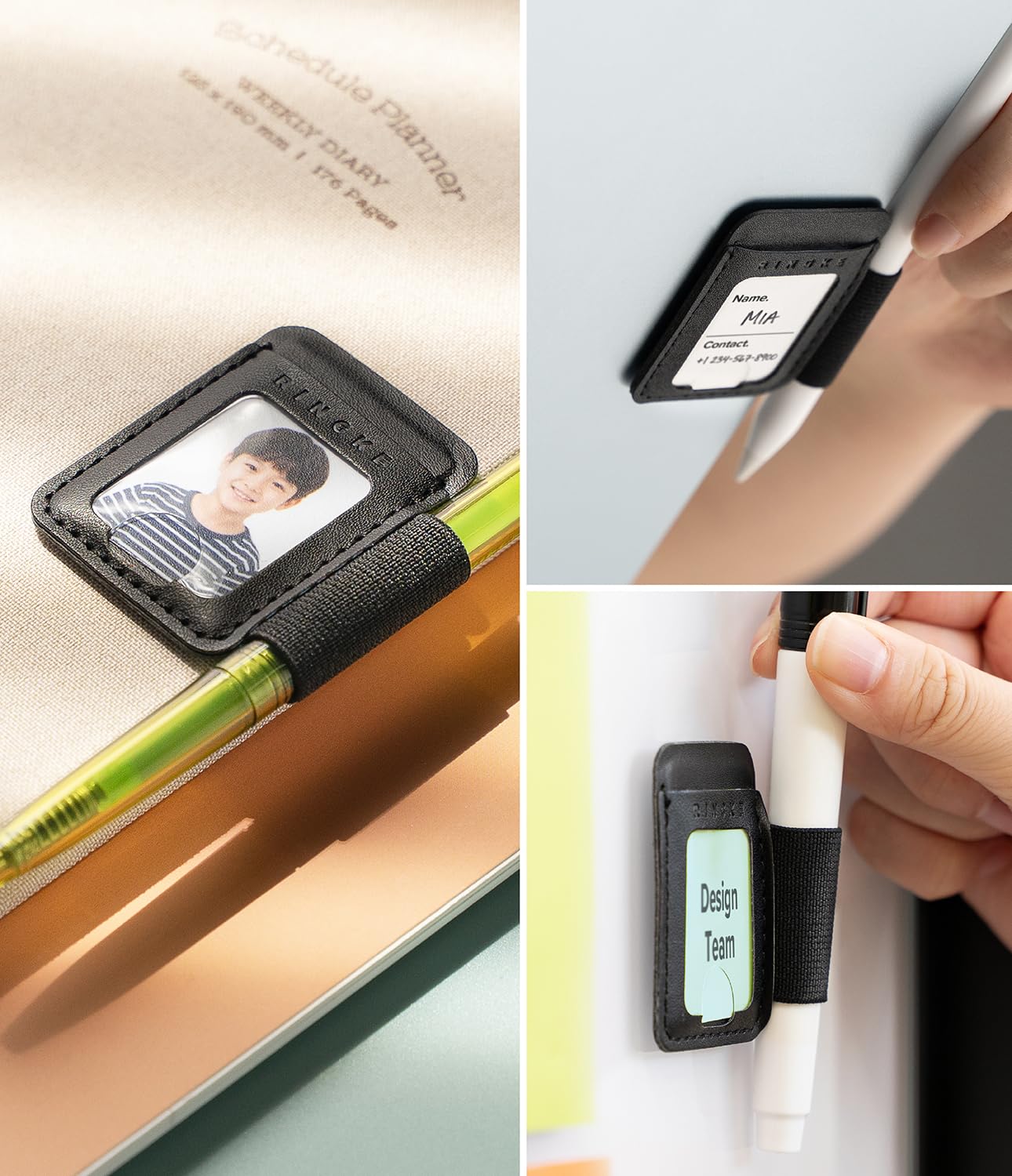 Ringke Pen Accessories Name Tag Pen Holder S portapenne nero ecopelle