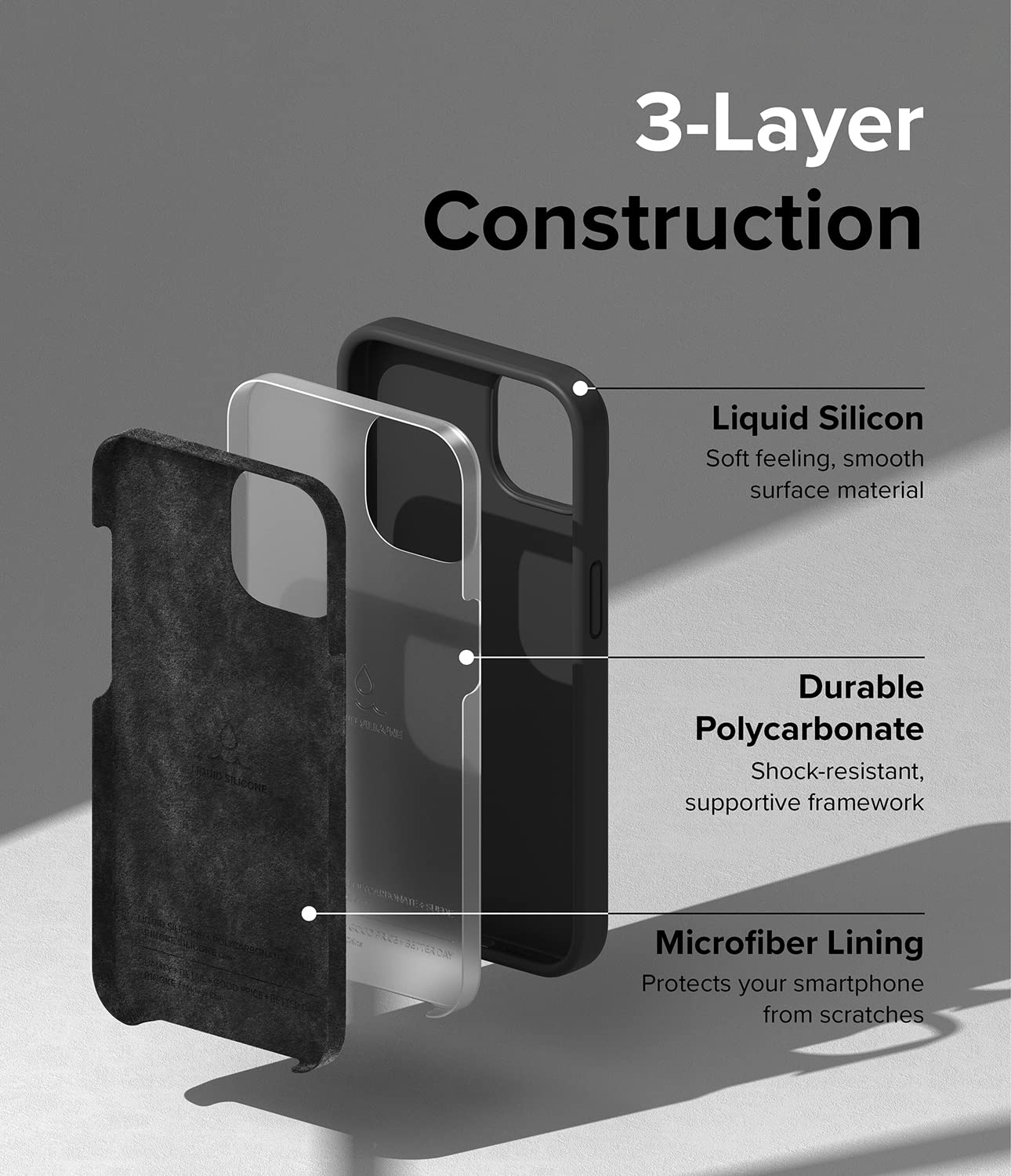 Ringke Silicone Cover iPhone 14 Nero Sottile Microfibra