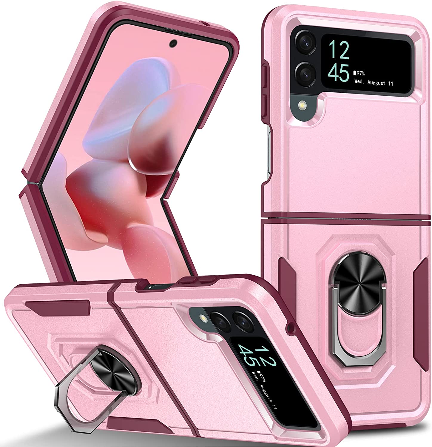 Redpepper Z Flip 4 Cover Rosa Antiurto con Anello Stand