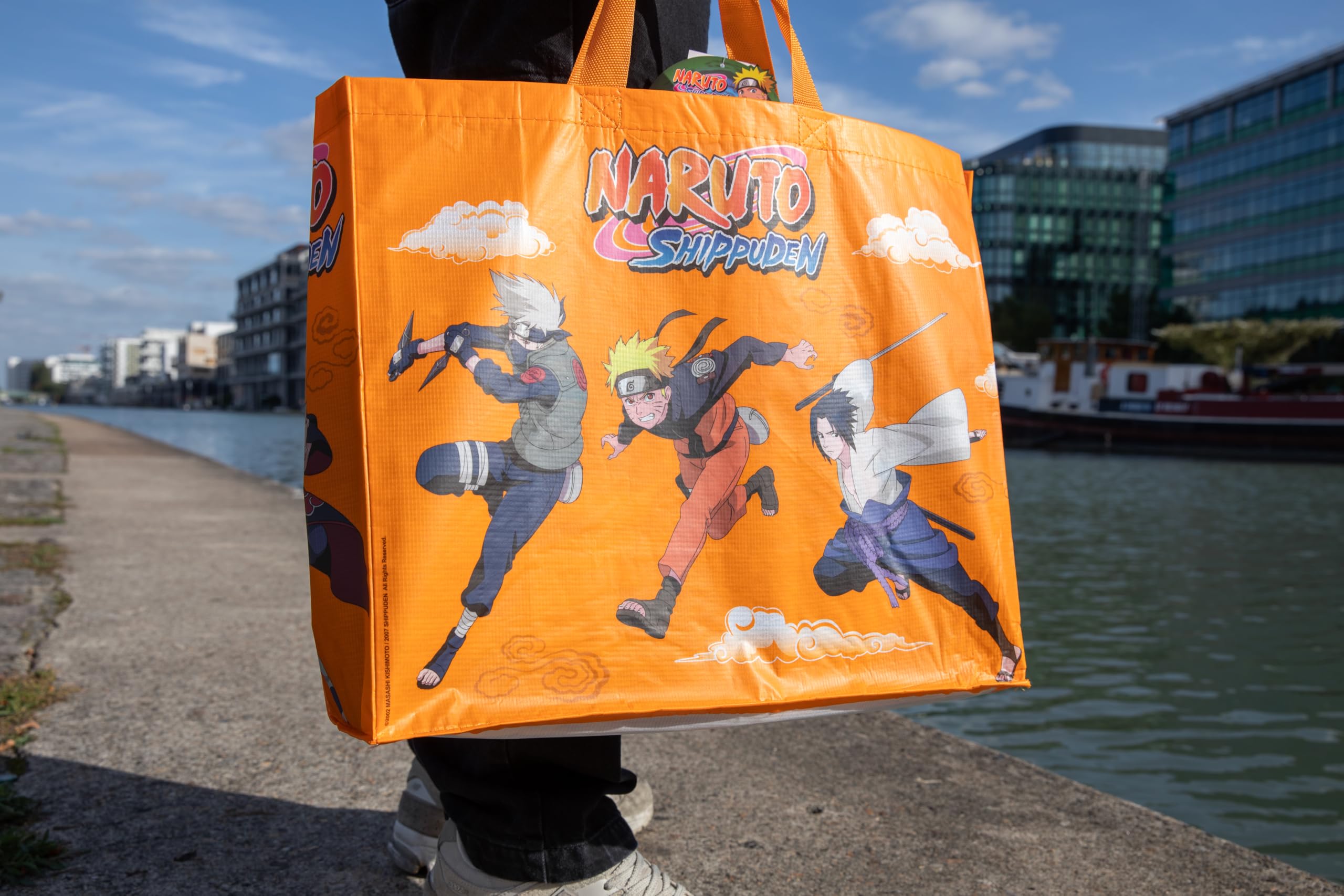 Konix Naruto Shippuden borsa spesa arancione 40x45x20 riciclata