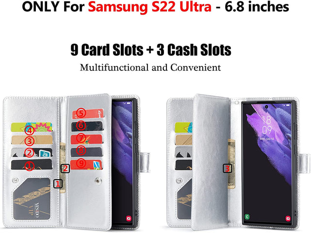 Redpepper Galaxy S22 Ultra Cover Portafoglio 9 Slot