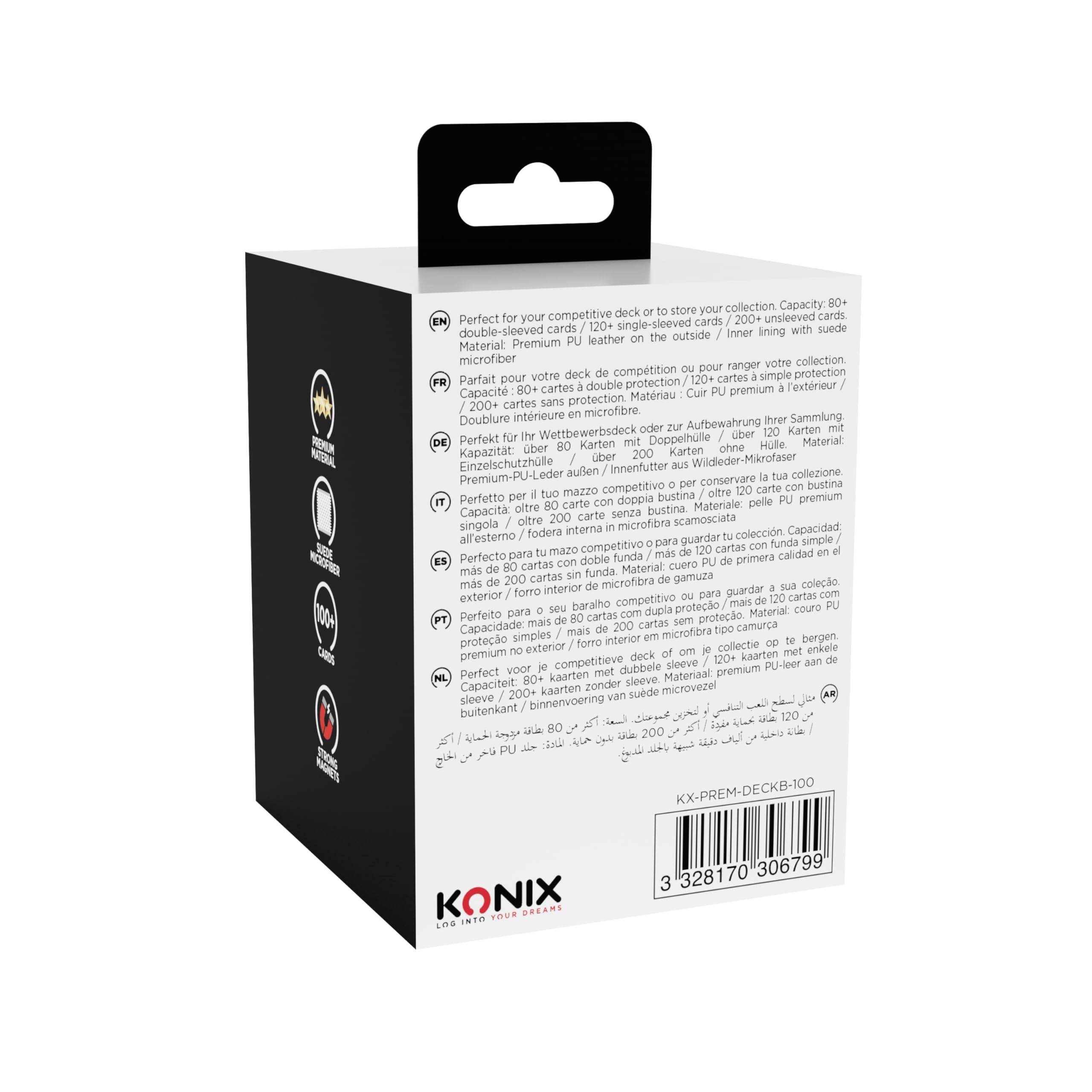 Konix Deckbox Premium 63x88 mm Nero per Carte TCG Magic