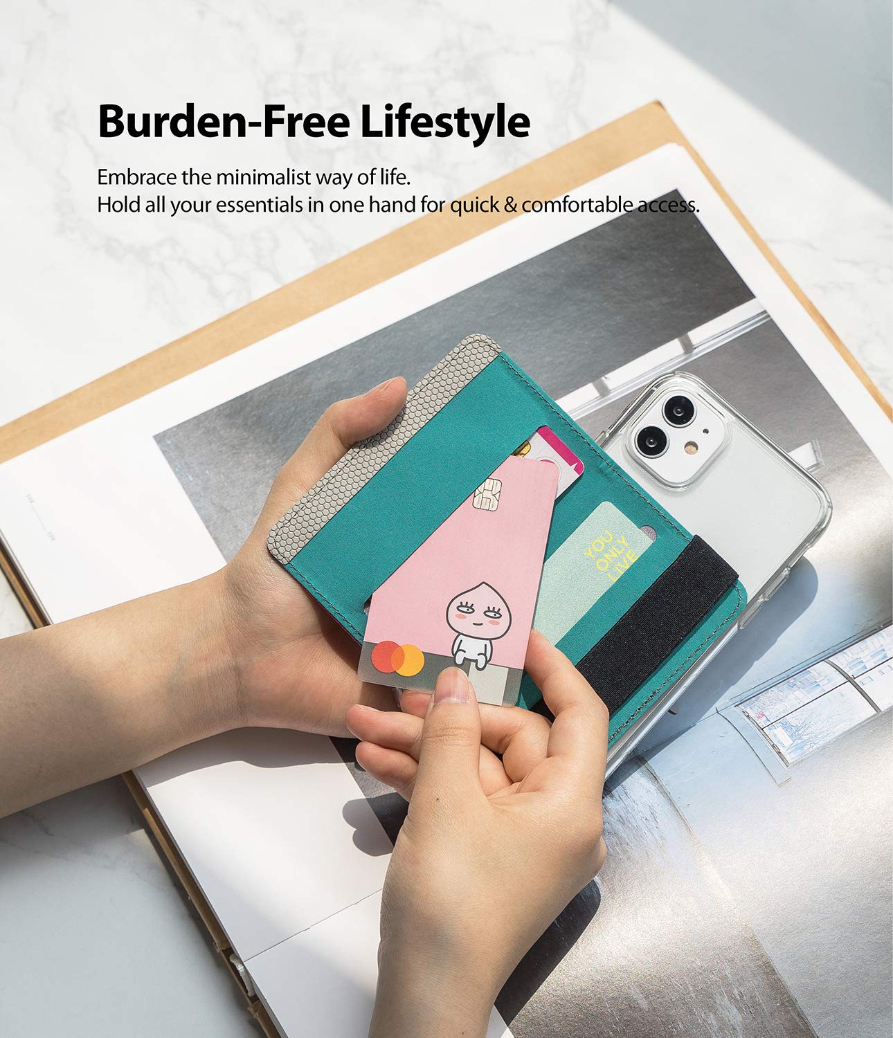Ringke Card Holder porta carte adesivo per smartphone nero