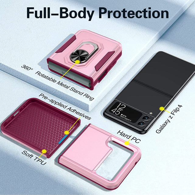 Redpepper Z Flip 4 Cover Rosa Antiurto con Anello Stand