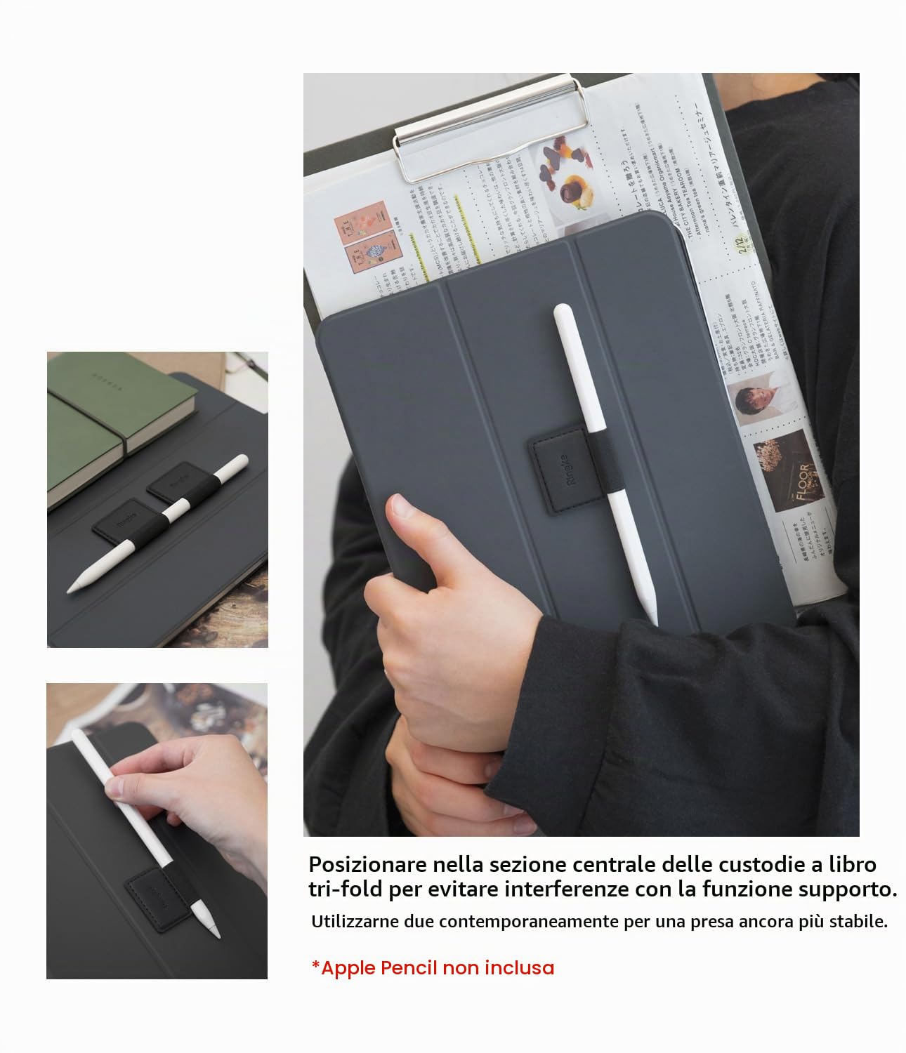 Ringke Pen Holder porta penna adesivo nero 3 pezzi pelle