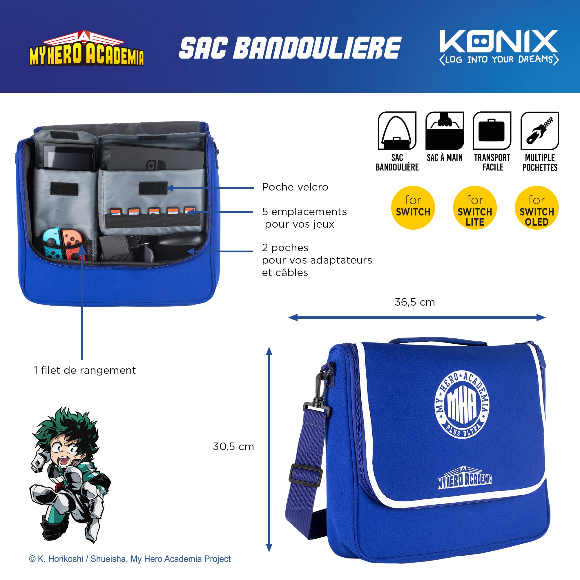 Konix My Hero Academia Borsa Messenger Switch Blu