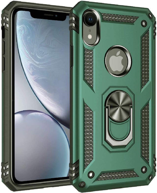 Redpepper iPhone 14 cover heavy duty nera con anello stand 360°