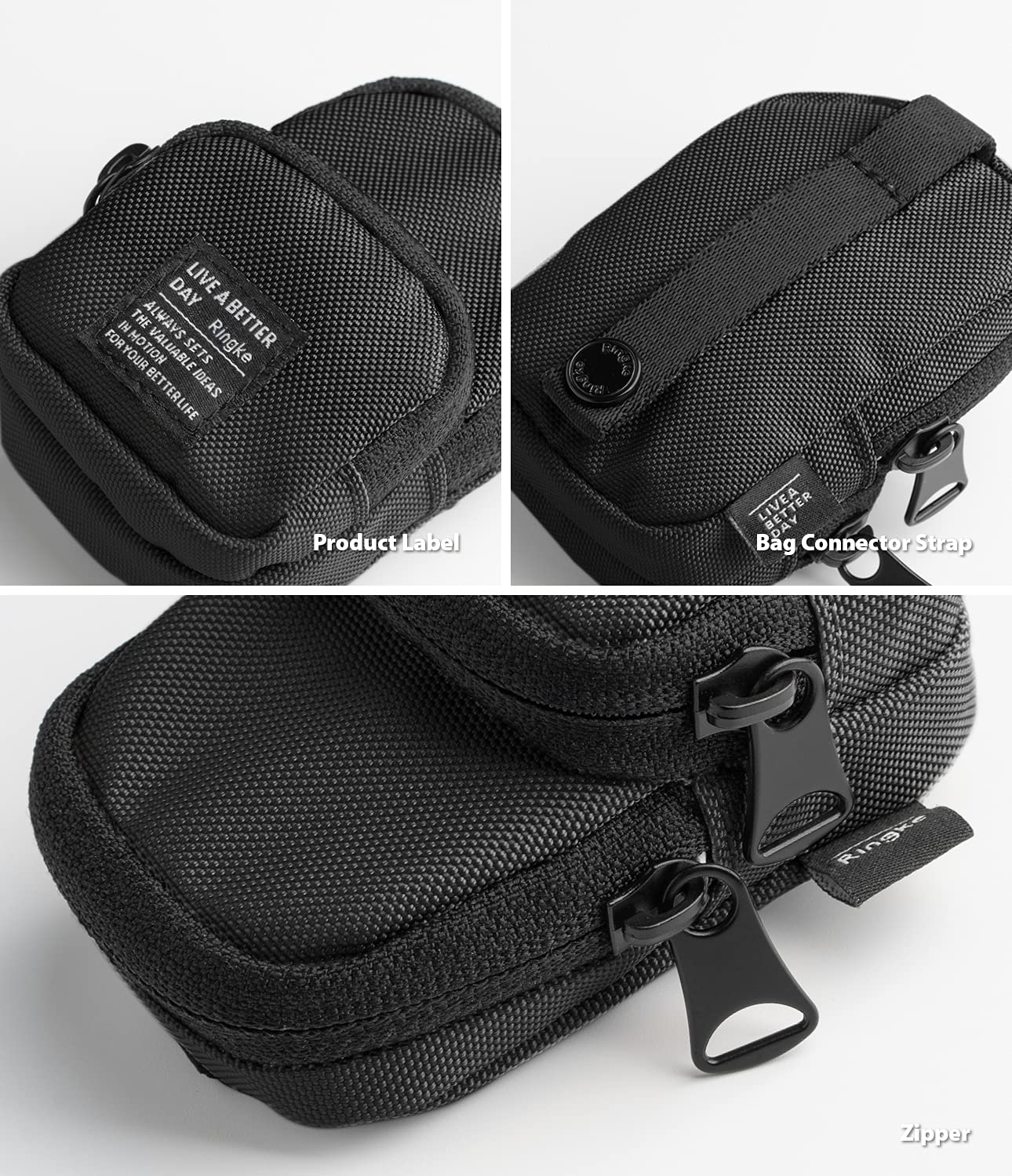 Ringke Mini Pouch Two Pocket Pochette Nylon Black AirPods