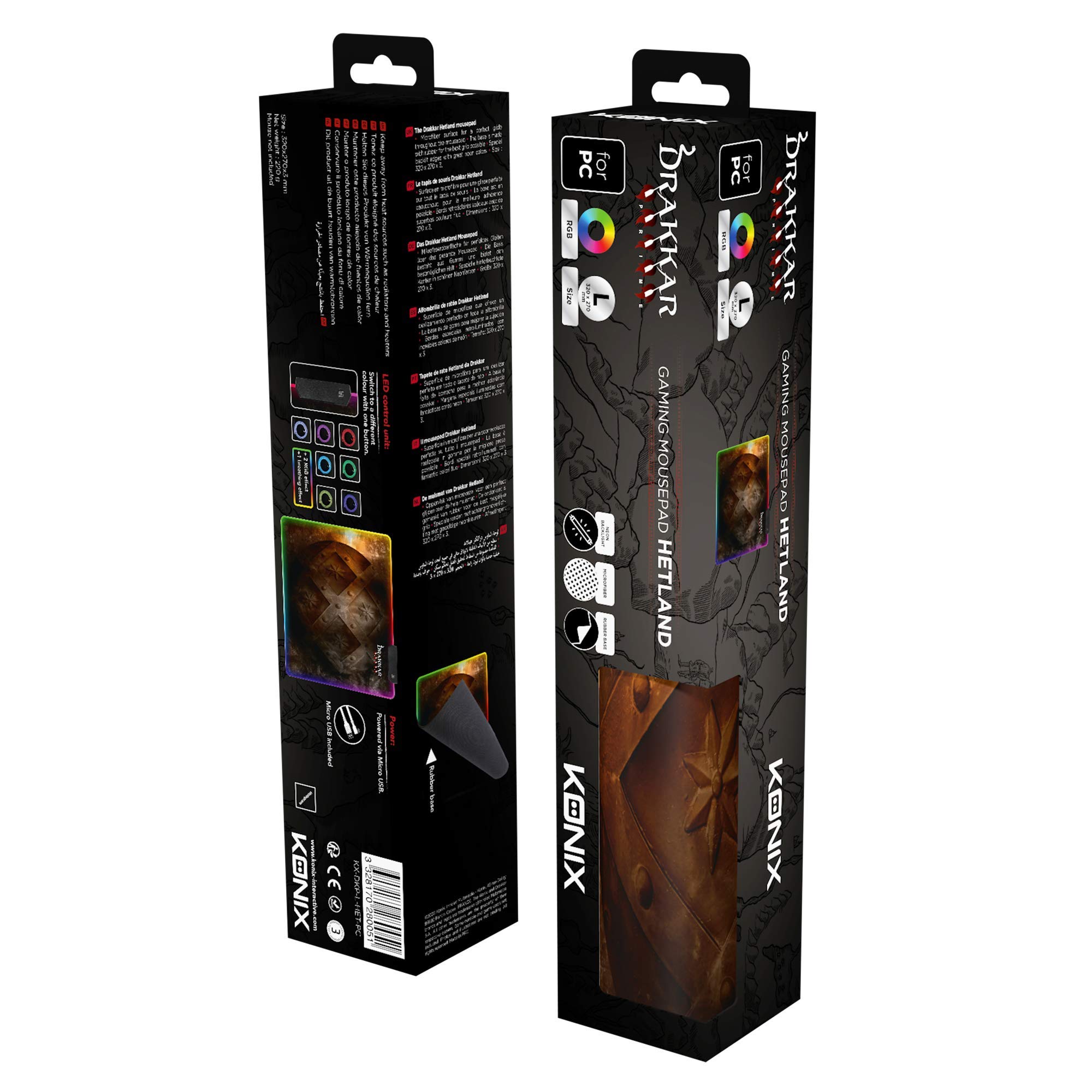 Konix Hetland Tappetino Mouse Gaming RGB 32x27 cm